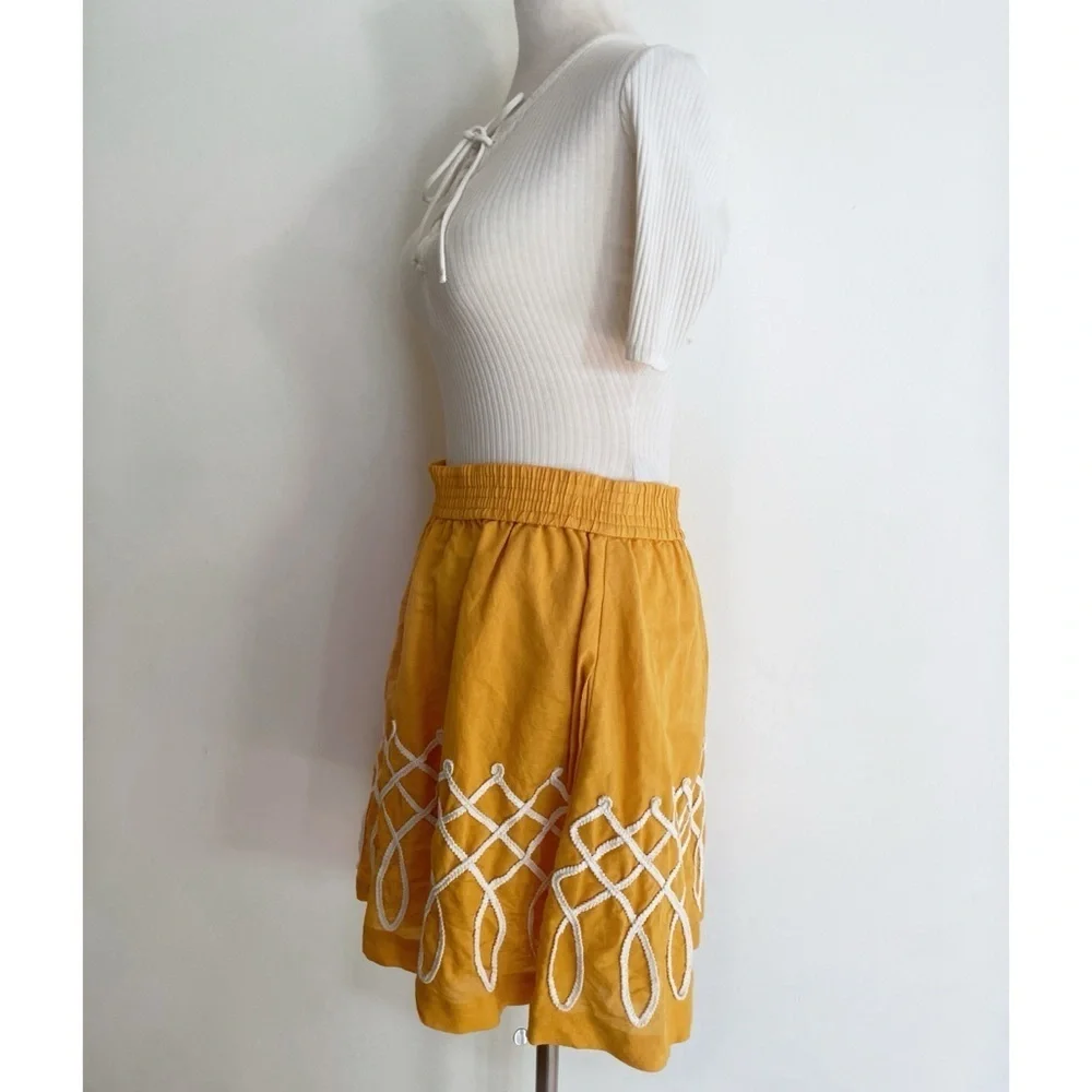 Anthropologie Girl from Savoy Yellow Sugar Work Embroidered Swirl Skirt - Picture 7 of 9